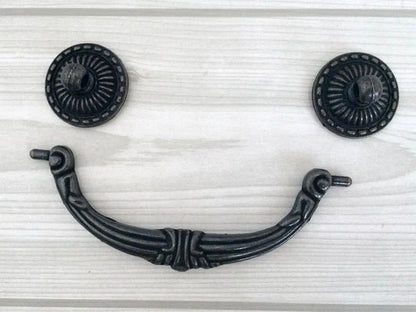 4.5" Vintage Style Drop Bail Drawer Pull Antique Black