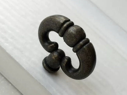 Vintage Style Ring Drawer Pull, Cabinet Knob, Antique Bronze, Rustic Hardware