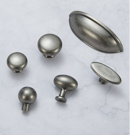 Set of antique silver brass knobs and cup pull