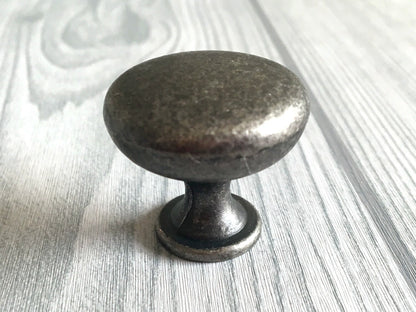 Cup Drawer Pull and Knobs, Antique Pewter, 3.5" Centers
