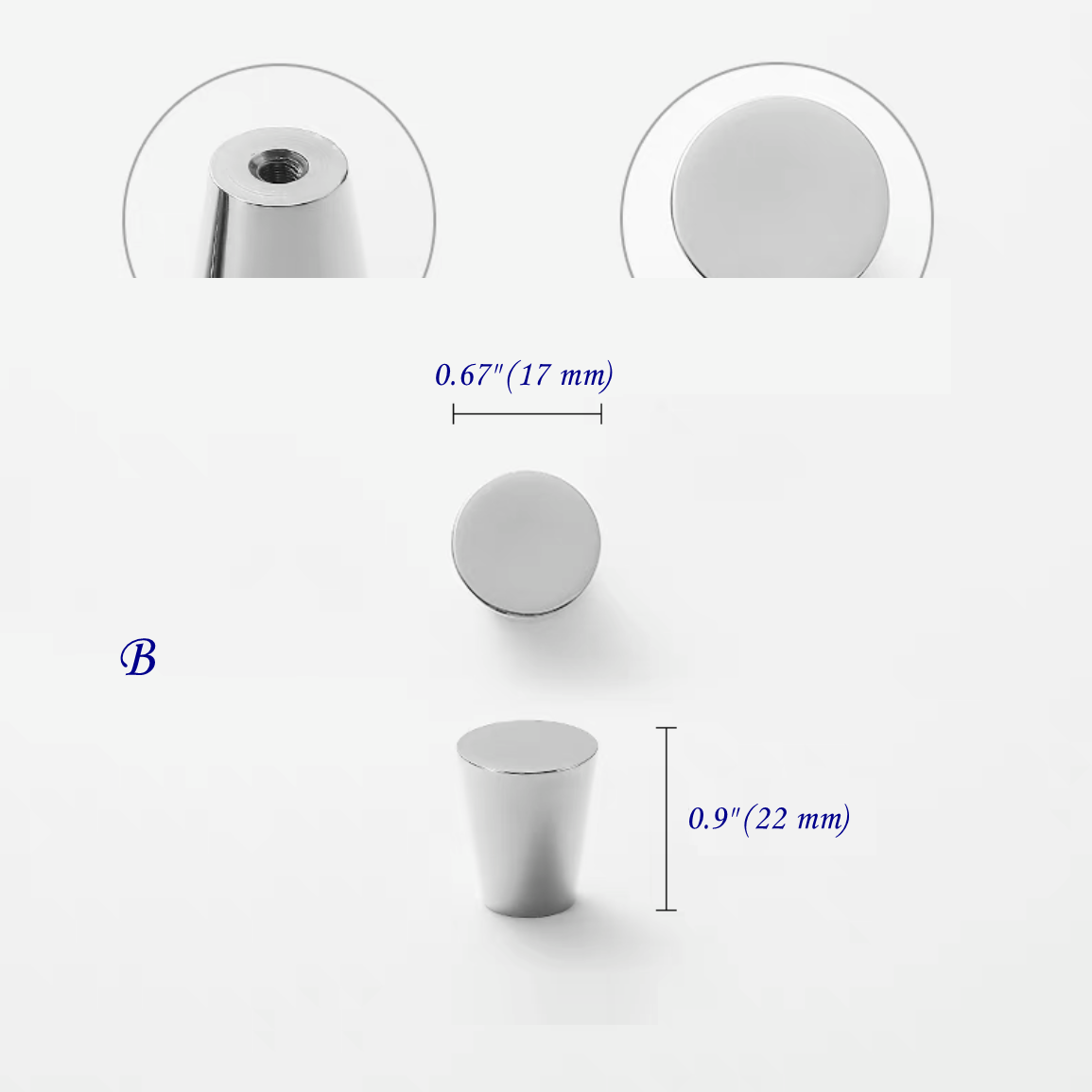 Cone Brass Drawer Knobs - Polished Chrome - LynnsHardware