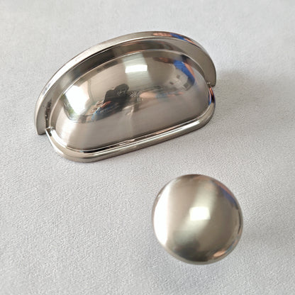 3" 3.5" 6" Nickel Cabinet Bar Handle & Cup Drawer Pull - LynnsHardware