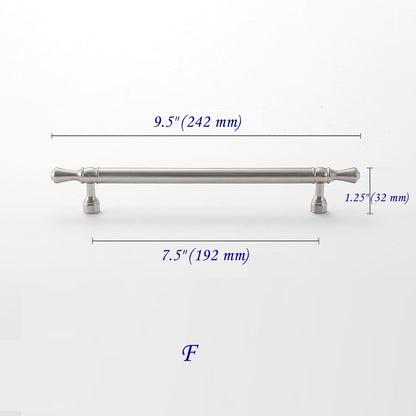 Solid Brass Euro Cabinet Bar Handle & T Knob - Brushed Nickel Steel