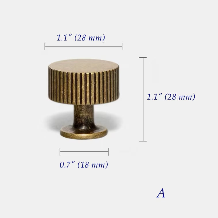 Antique Bronze Fluted Cabinet Pulls, Knurled Drawer Knobs, Kitchen Hardware