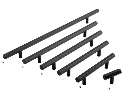 Hexagon Cabinet Pulls, Hexagonal Drawer Knobs, Matte Black, Geometric, Alumimum