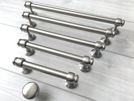 Brushed Nickel Cabinet Bar Pulls - 3" to 12.5"