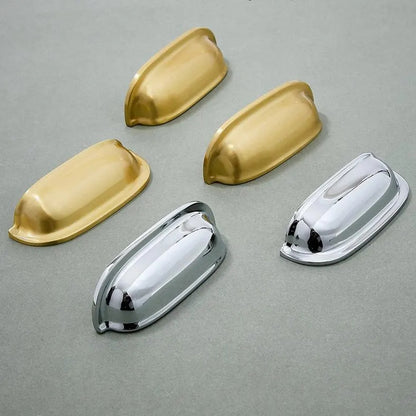 2.5" 3" Centers Brass Cup Drawer Pulls,  Polished Gold Chrome Matte Black, 64 76 mm Centers