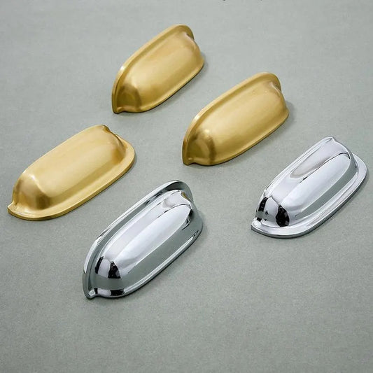 2.5" 3" Centers Brass Cup Drawer Pulls,  Polished Gold Chrome Matte Black, 64 76 mm Centers