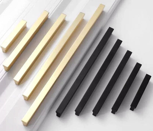 Mid Century Drawer Pulls, Cabinet Handles,  Brushed Gold Brass, Matte Black