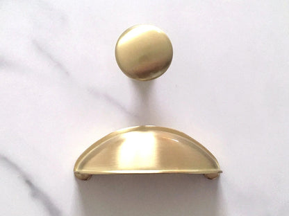 2.5" Gold Cup Drawer Pull, Mid Century Modern Cabinet Hardware