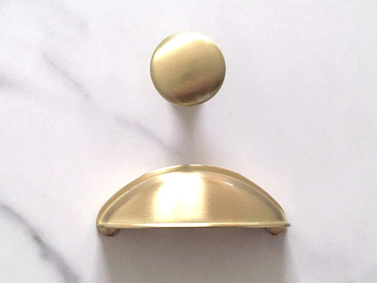 2.5" Gold Cup Drawer Pull, Mid Century Modern Cabinet Hardware