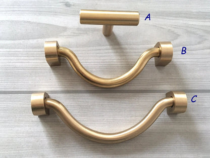 3.75” 4" 4.5" 5" Brass Bail Drawer Pull, Drop Swing Handle, MCM Kitchen Cabinet Hardware