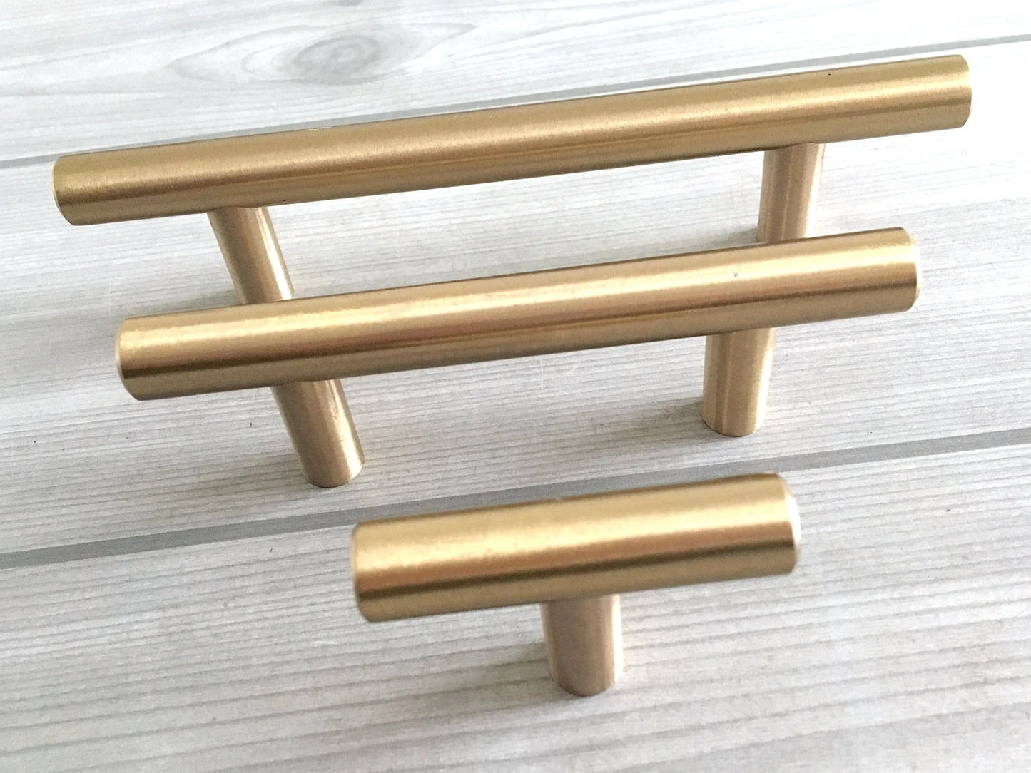 Gold Brass Round T Bar Drawer Pull & Knob - 2.5" to 6.25"