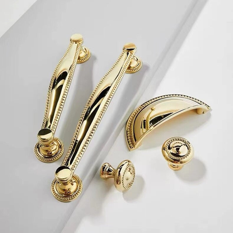 Stylish Polished Brass Cabinet Handles, Shiny Gold Drawer Cup Pulls