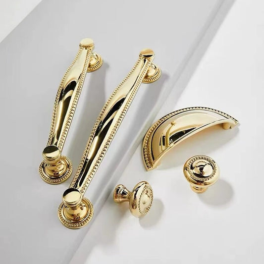 Stylish Polished Brass Cabinet Handles, Shiny Gold Drawer Cup Pulls