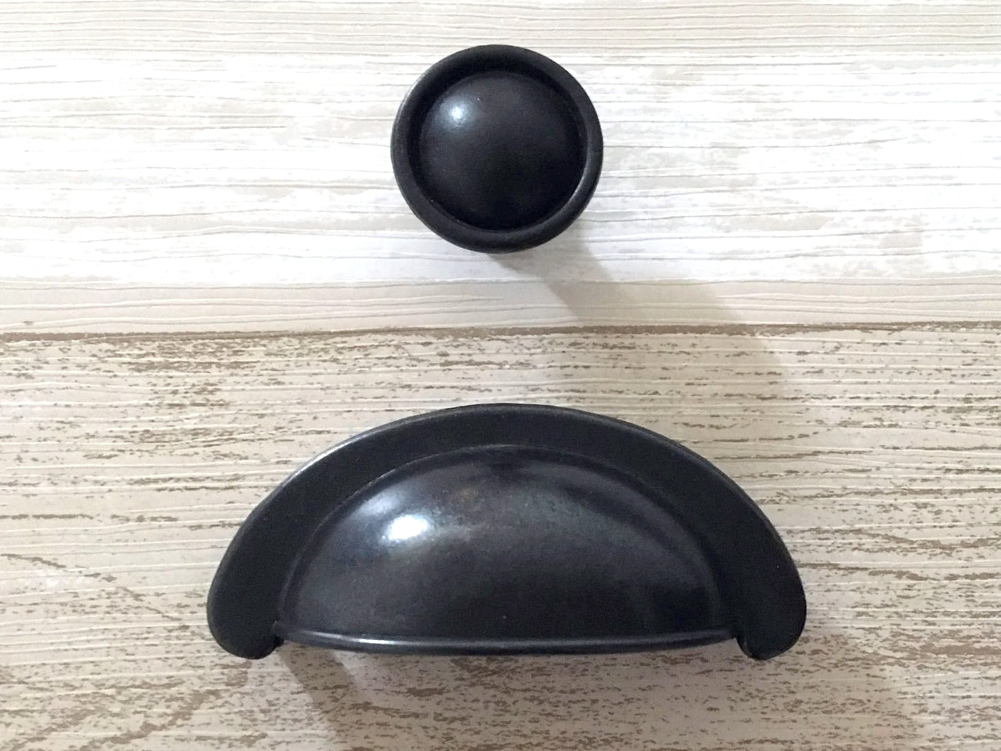 2.75" Cup Drawer Pull & Cabinet Knob in Antique Black, 2-3/4 Inch 70 mm Centers