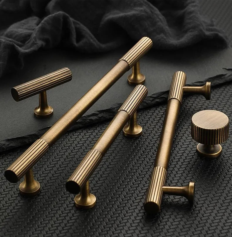 Fluted Antique Bronze Cabinet Bar Pulls - 3.75" to 8.8"