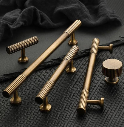 Fluted Antique Bronze Cabinet Bar Pulls - 3.75" to 8.8"