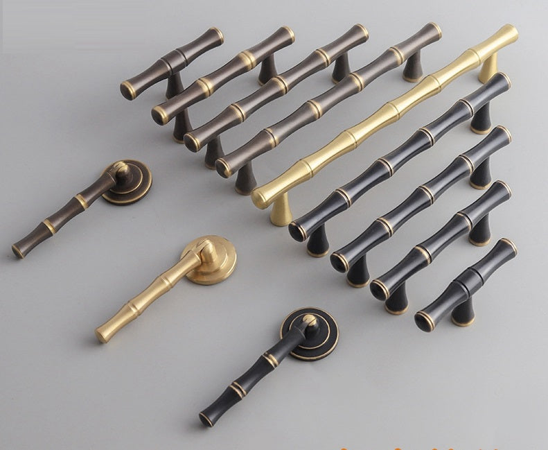 Brass Bamboo Cabinet Handle & Pendant pull - 2.5" to 6.25" - LynnsHardware