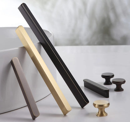 Solid Brass Cabinet Pulls, Simple Minimalism, Brushed Gold Brass, Matte Black, Coffee Bronze