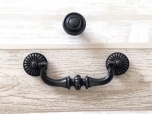 4 1/2" Vintage Style Antique Black Bail Drawer Pull | Kitchen Cabinet Knob