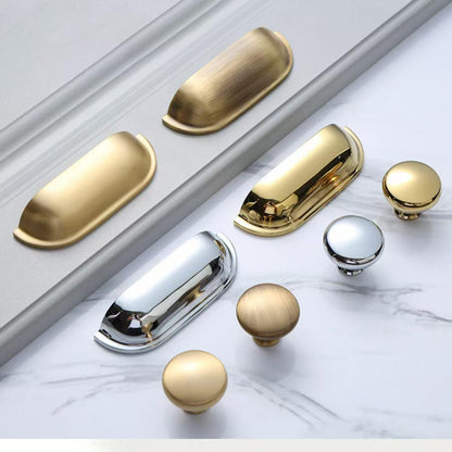 2.5" 64 mm Centers Brass Cup Drawer Pulls, Polished Gold Chrome Bronze