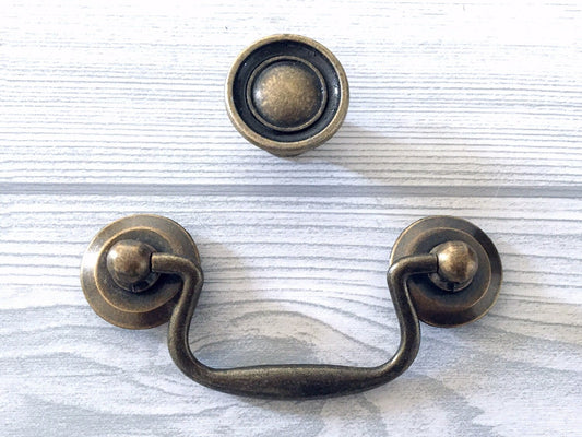 2.75" Drawer Pulls Bail Drop Handles, Antique Bronze, Vintage Style, Rustic Hardware