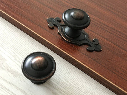 Oil Rubbed Bronze Cabinet Knobs with Backplate, Kitchen Hardware