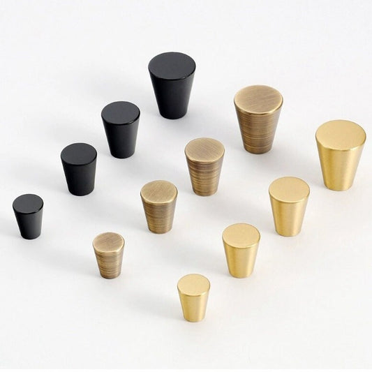 Tapered Brass Knob, Cone Drawer Pulls, Kitchen Hardware, Black Bronze Gold