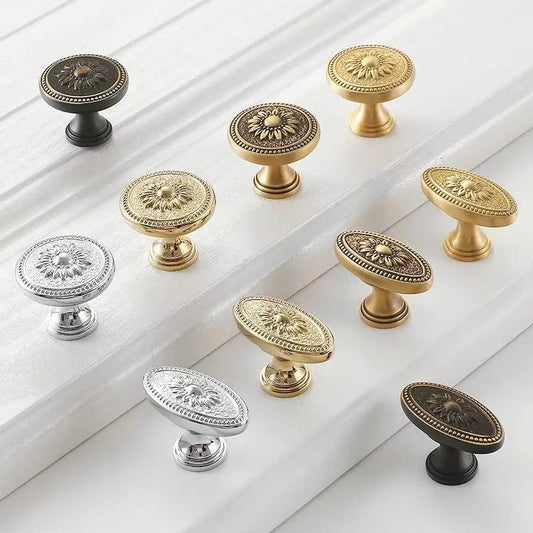 Brass Victorian Floral Drawer Pulls, Round and Oval Cabinet Knobs, Gold Chrome Coffee Bronze