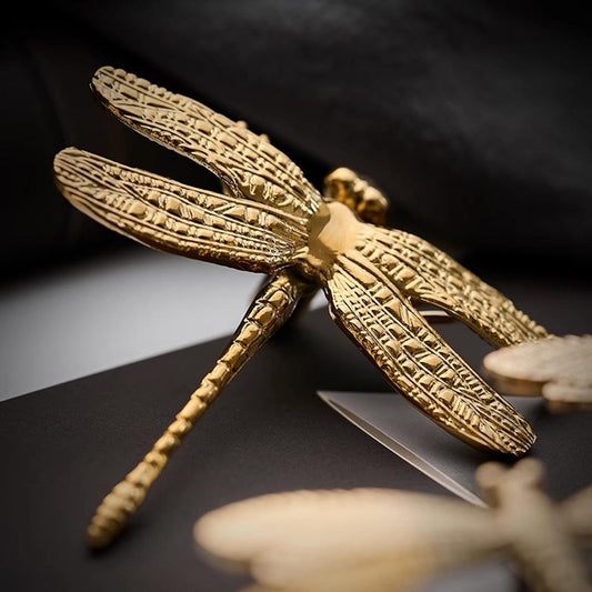 Dragonfly Brass Cabinet Knob, Polished Gold Chrome, Unique Drawer Pull, Kitchen Hardware