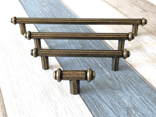 3.75" 5" 7.5" Centers Cabinet Bar Handles, Antique Bronze Kitchen Hardware, 96 128 192 mm Holes