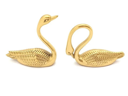 Swan Brass Knobs, Polished Gold, Cabinet Hardware