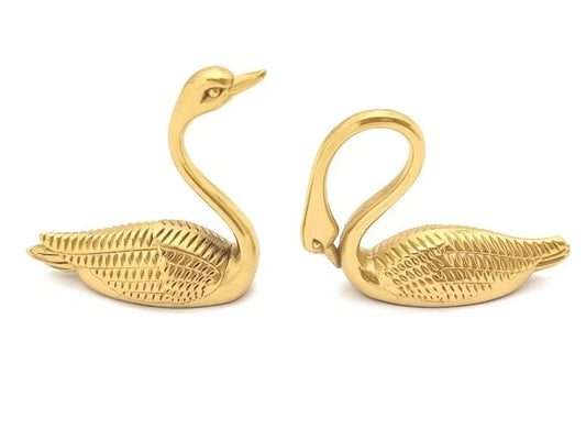 Swan Brass Knobs, Polished Gold, Cabinet Hardware