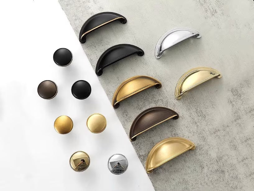 3" Brass Cup Drawer Pull - 8 Finishes | Modern Cabinet Hardware