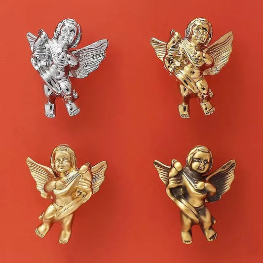 Angel Cupid Design Cabinet Knobs, Solid Brass, Gold, Silver and Bronze