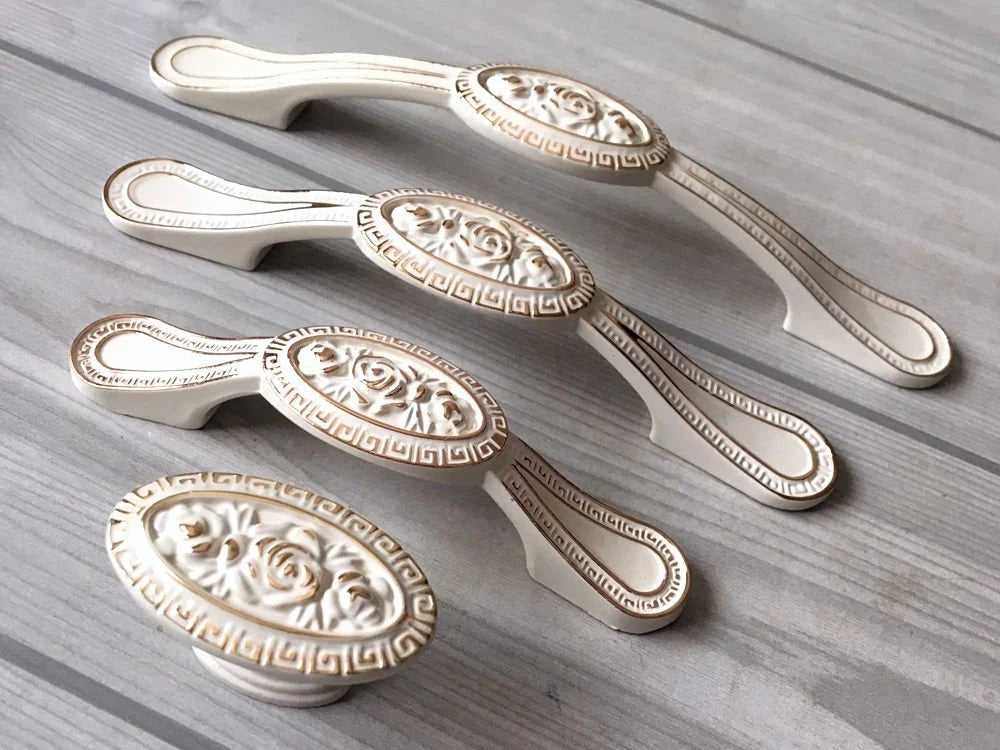 2.5" 3.75" 5" Creamy White Cabinet Handle, Zinc Alloy