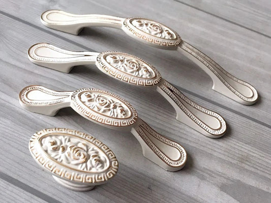 2.5" 3.75" 5" Creamy White Cabinet Handle, Zinc Alloy