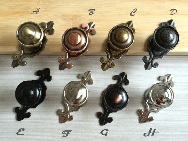 Classic Cabinet Knobs with Backplate, Nickel Bronze Silver Black Pewter