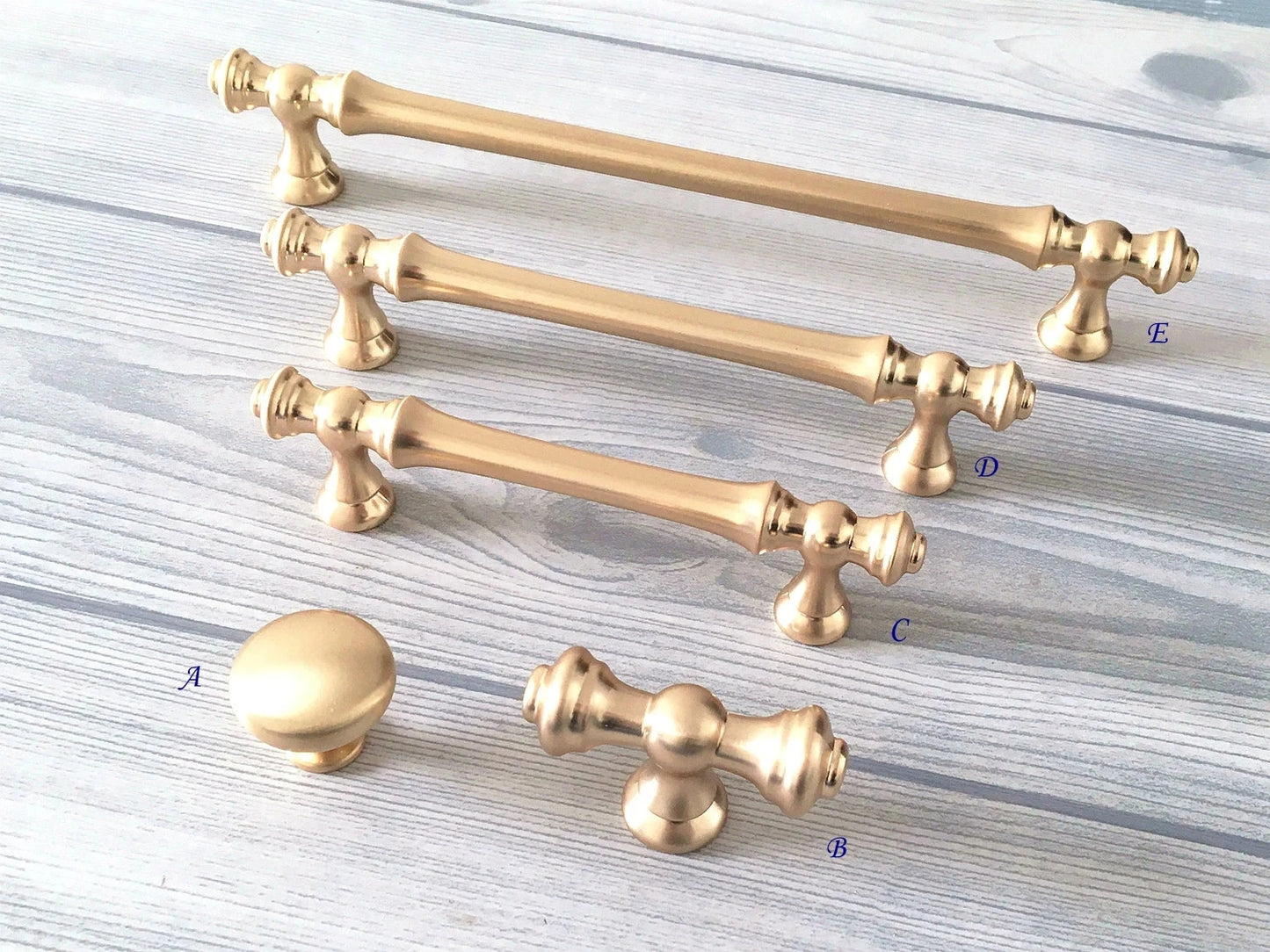Brushed Gold Cabinet Pulls, Kitchen Hardware, 96 128 192 mm Centers