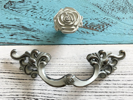 3.25" Drawer Pulls Handles Dresser Pull Vanity Handle, Antique Bronze Distressed White