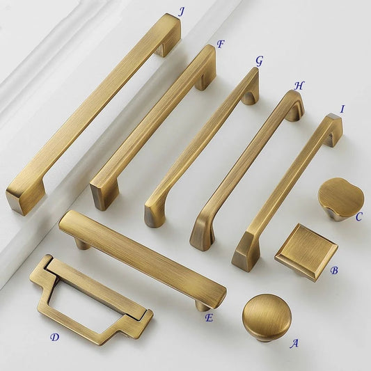 Bronze Cabinet Handles, Solid Brass, Mid Century Vanity Pulls, Retro Kitchen Hardware