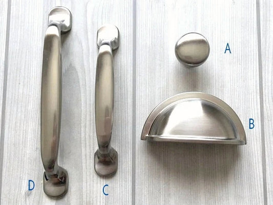 Nickel Cabinet Drawer Pulls Modern Cup Handles 76 96 128 mm Lynn Hardware