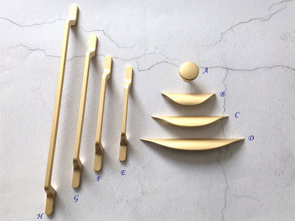 Gold Cup Drawer Pulls, Slim Cabinet Handle, Kitchen Hardware