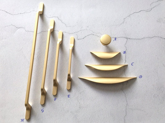 Gold Cup Drawer Pulls, Slim Cabinet Handle, Kitchen Hardware