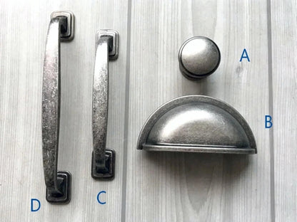 3,5" Cup Pull 4" Centers Antik Zinn Schublade zieht Schrank Griffe