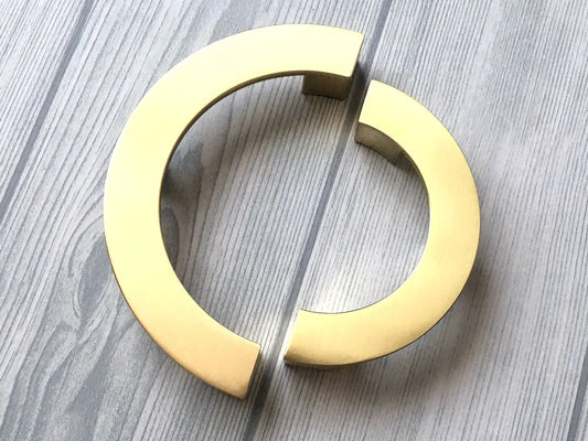 Half Circle Cabinet Handles, MCM Drawer Pulls 3.75" 5" Centers, Gold Nickel Black Bronze