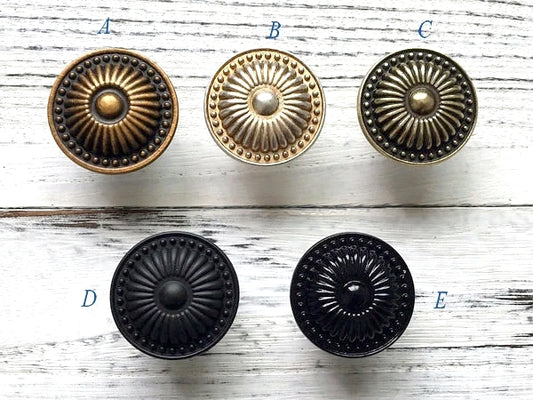 Cabinet Knob, Antique Silver Bronze Brass Black, Vintage Style Hardware