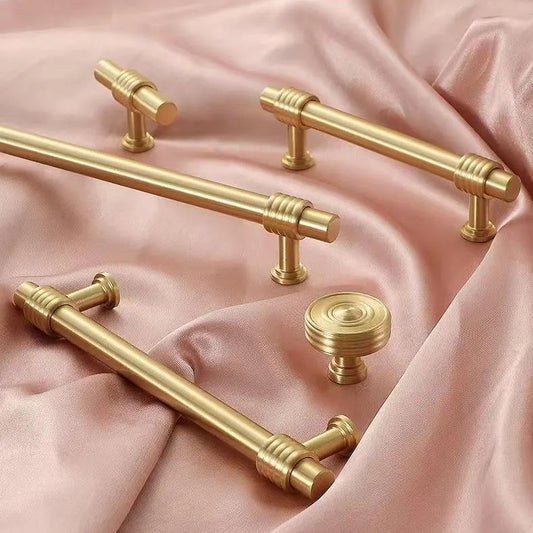 Brushed Brass Cabinet T Bar Handle Gold Vanity Pull, Kitchen Hardware