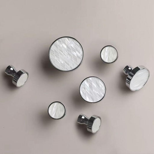 Nordic Mother of Pearl Brass Cabinet Knob, Chrome Shell Drawer Pull, Decorative Kitchen Hardware